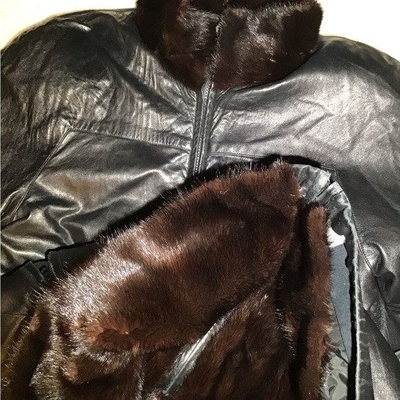 Leather fur womens lamb black reversible jacket size small - Picture 12 of 14